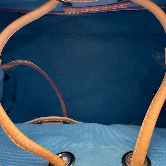 Dooney & Bourke splatter coated cotton vachetta leather trim,  Bucket Bag - Picture 11 of 13